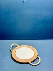 Yuvarlak Karolu Ahşap Sunum Tepsisi