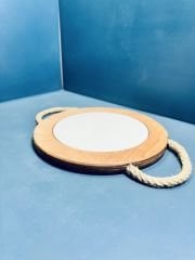 Yuvarlak Karolu Ahşap Sunum Tepsisi