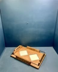 2 Karolu Metal Köşeli Ahşap Sunum Tepsisi