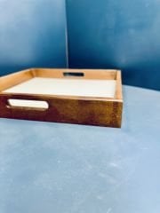 30x30cm Kulplu Ahşap Sunum Tepsisi