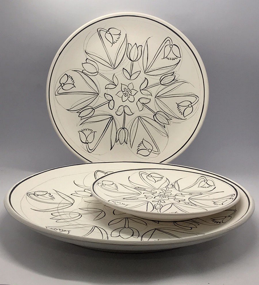 Mandala Model-2 3'lü Tahrirli Tabak Set