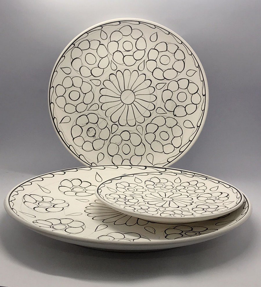 Mandala Model-5 3'lü Tahrirli Tabak Set