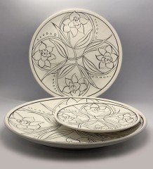 Mandala Model-6 3'lü Tahrirli Tabak Set