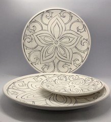 Mandala Model-7 3'lü Tahrirli Tabak Set