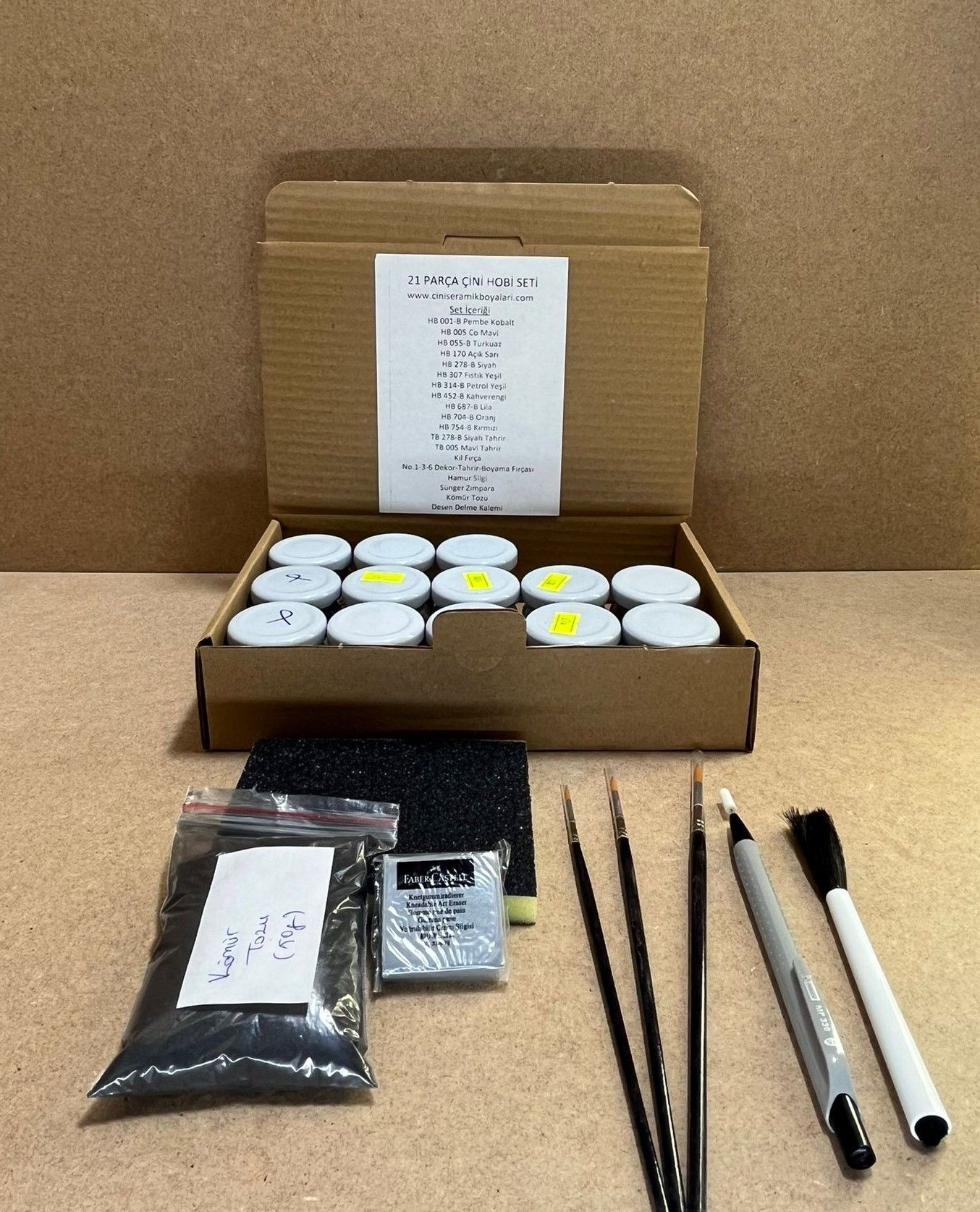 21 Parça Sır Altı Seramik-Çini Boyama Başlangıç Seti