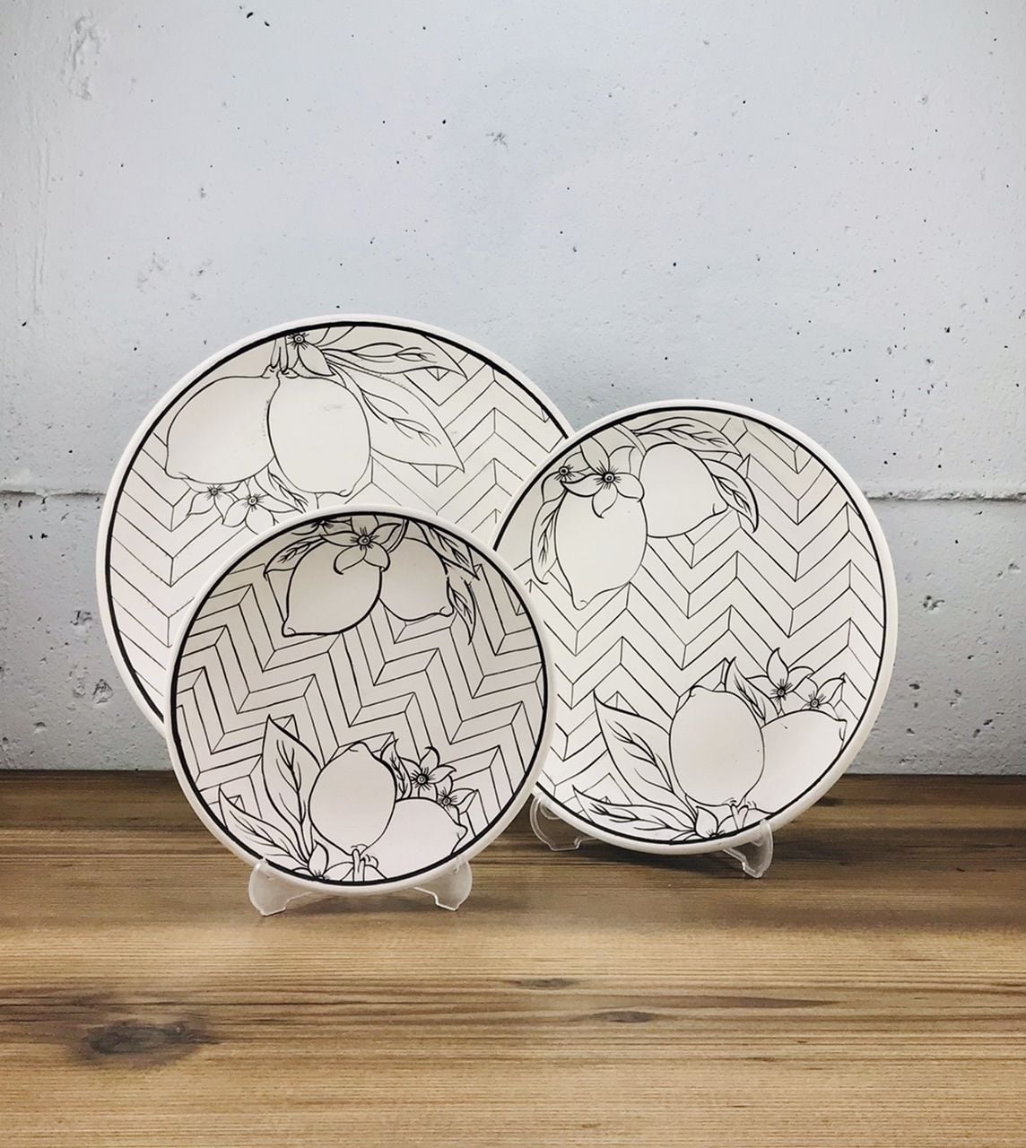 Limon Tahrirli Tabak 3'lü Tahrirli Tabak Set