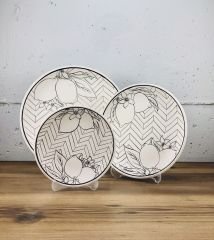 Limon Tahrirli Tabak 3'lü Tahrirli Tabak Set