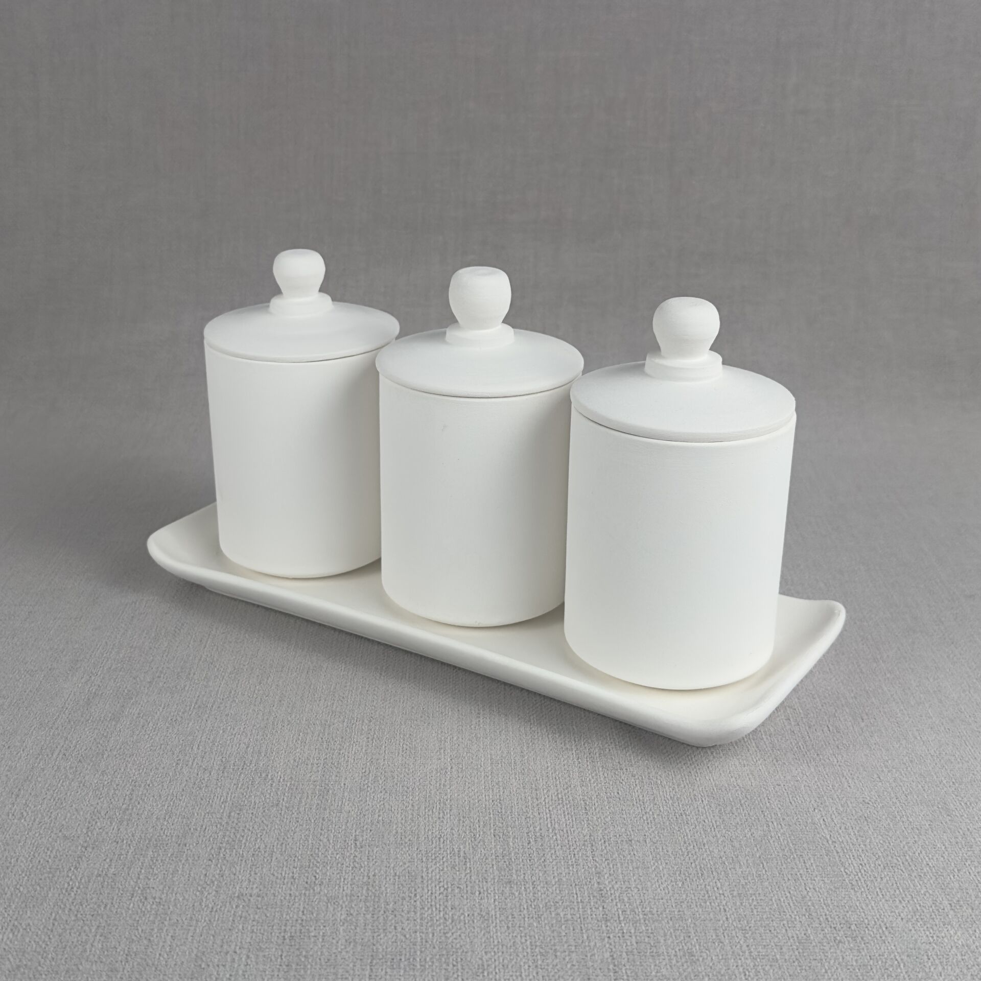 3 lü Büyük Silindir Baharatlık (Tepsili)