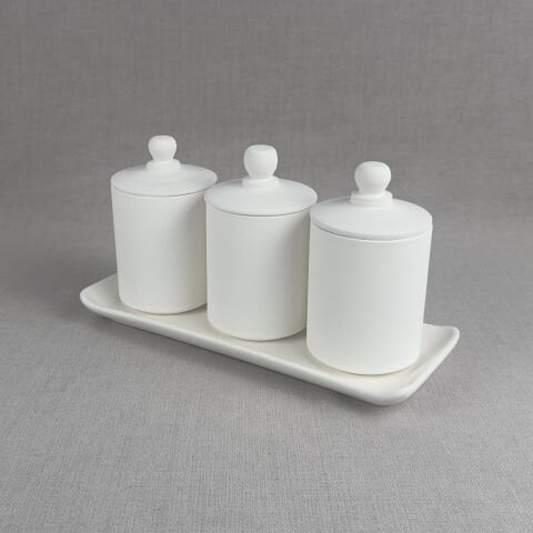 3 lü Büyük Silindir Baharatlık (Tepsili)