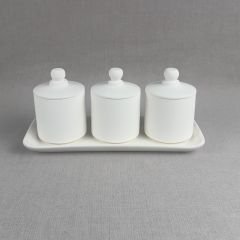 3 lü Orta Boy Silindir Baharatlık (Tepsili)
