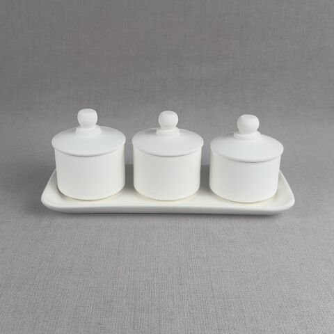 3 lü Küçük Boy Silindir Baharatlık (Tepsili)