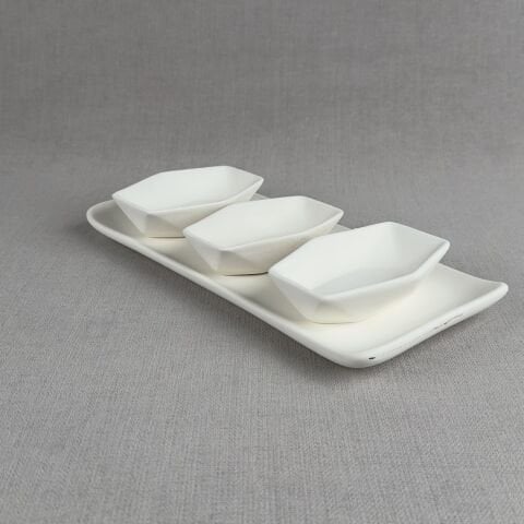 3 lü Kristal Sunumluk (Tepsili)