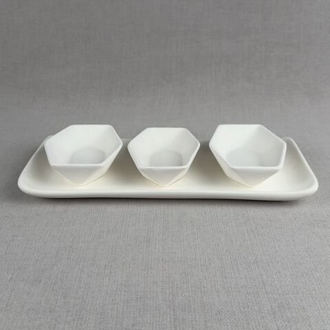 3 lü Kristal Sunumluk (Tepsili)