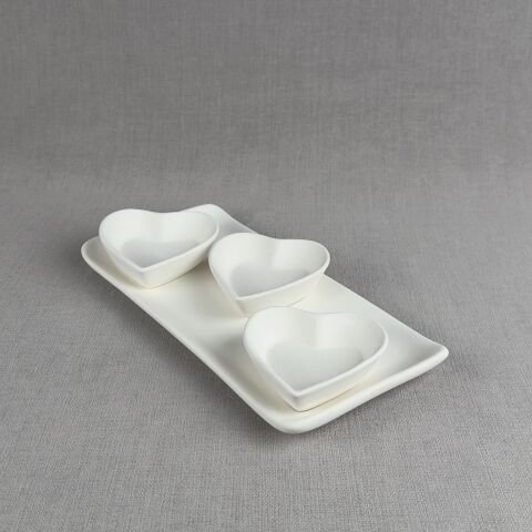 3 lü Kalp Sunumluk (Tepsili)