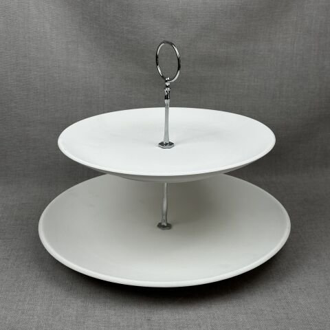 Katlı Servis Tabak Takımı Halka Gümüş Aparat - 25cm-30cm Mertaban Tabak